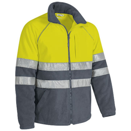 Jachetă fleece h.v. ANETO galben fluorescent-gri ciment - CQVAANEAG21