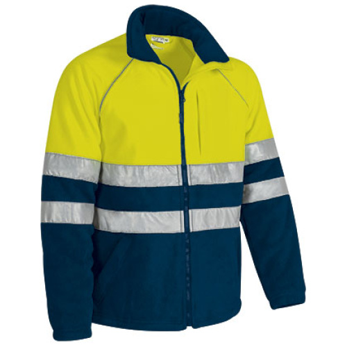 Jachetă fleece h.v. ANETO galben fluorescent-bleumarin orion - CQVAANEAM25