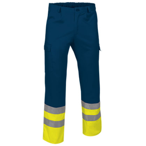 Pantalon h.v. TRAIN galben fluorescent-bleumarin orion - PAVATRAAM20