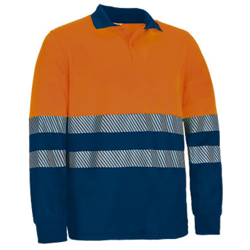Tricou polo hi-vis M/L GAMBIT portocaliu fluorescent-bleumarin orion - POVAGAMNM21