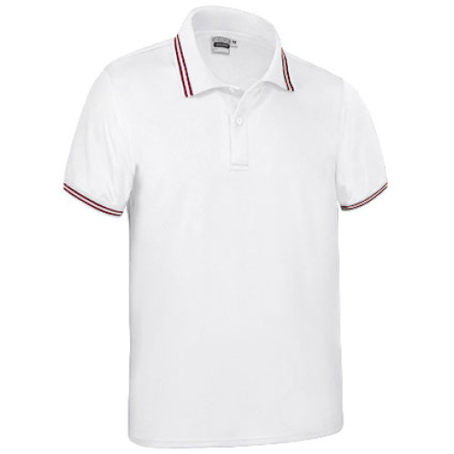Tricou polo SAGANO alb-roșu loto - POVASAGBR20