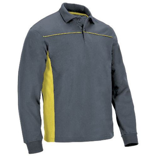 Tricou polo M/L THUNDER gri ciment-galben lămaie - POVATHLGA22